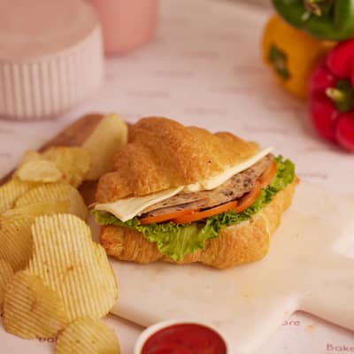 chicken club croissant sandwich